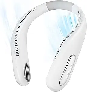 Portable Neck Fan Hands Free Bladeless 360° Cooling Hanging Fan, USB Rechargeable Personal Wearable Neck Fan Suitable for Traveling, Sports, Office-White