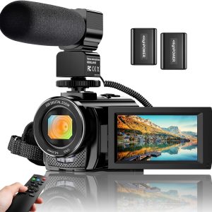 Video Camera YouTube Vlogging Camera Recorder FHD 1080P 24.0MP 3.0 Inch 270 Degree Rotation Screen 16X Digital Zoom Camcorder with Microphone,Remote Control and 2 Batteries
