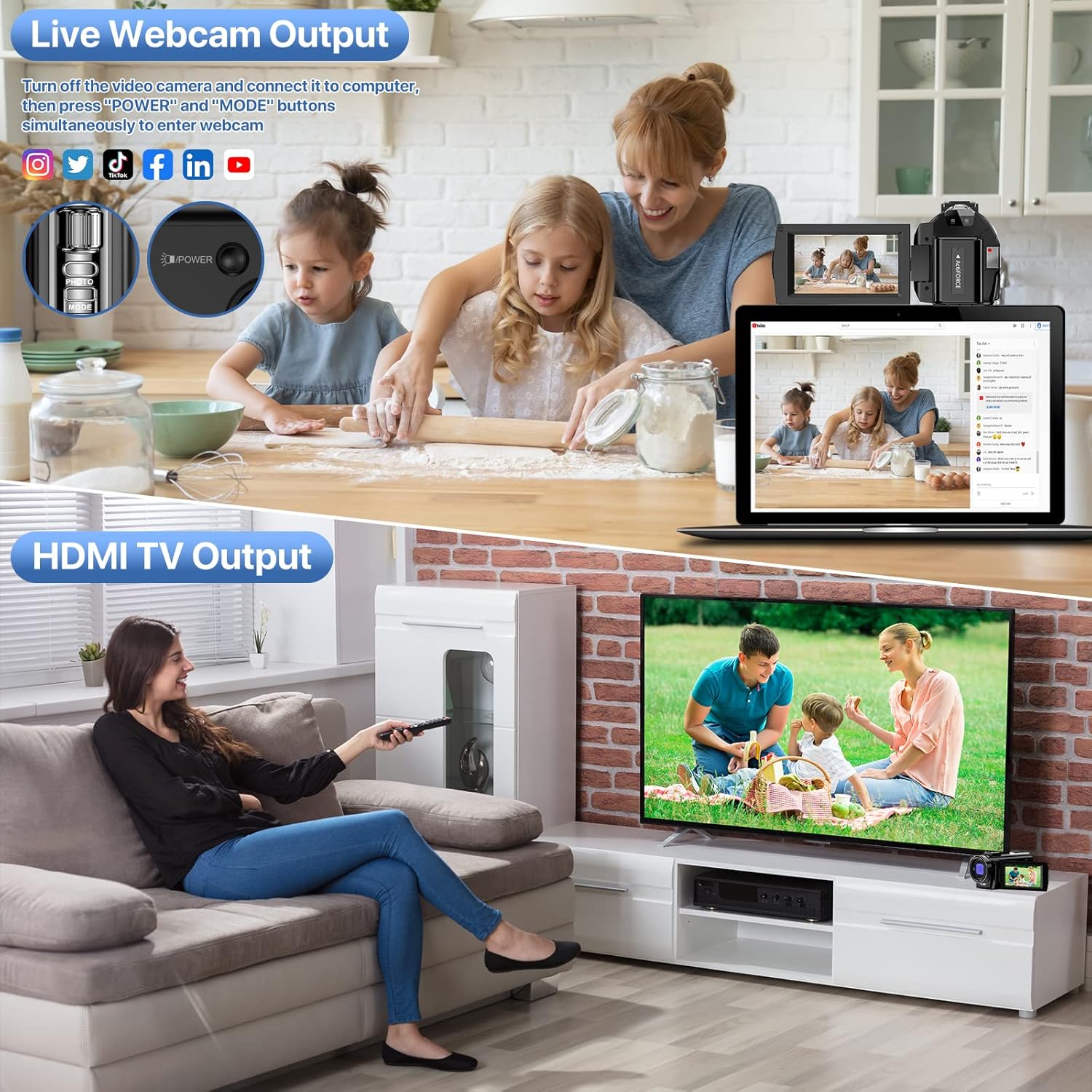 Video Camera YouTube Vlogging Camera Recorder FHD 1080P 24.0MP 3.0 Inch 270 Degree Rotation Screen 16X Digital Zoom Camcorder with Microphone,Remote Control and 2 Batteries - Image 5